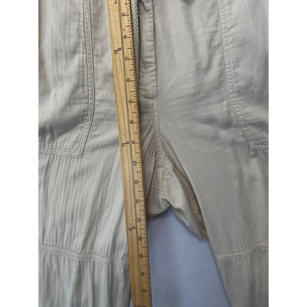 J.Crew Pull-On Cargo Pants Womens‎ 14 Beige Herringbone Cotton Drawstring Waist